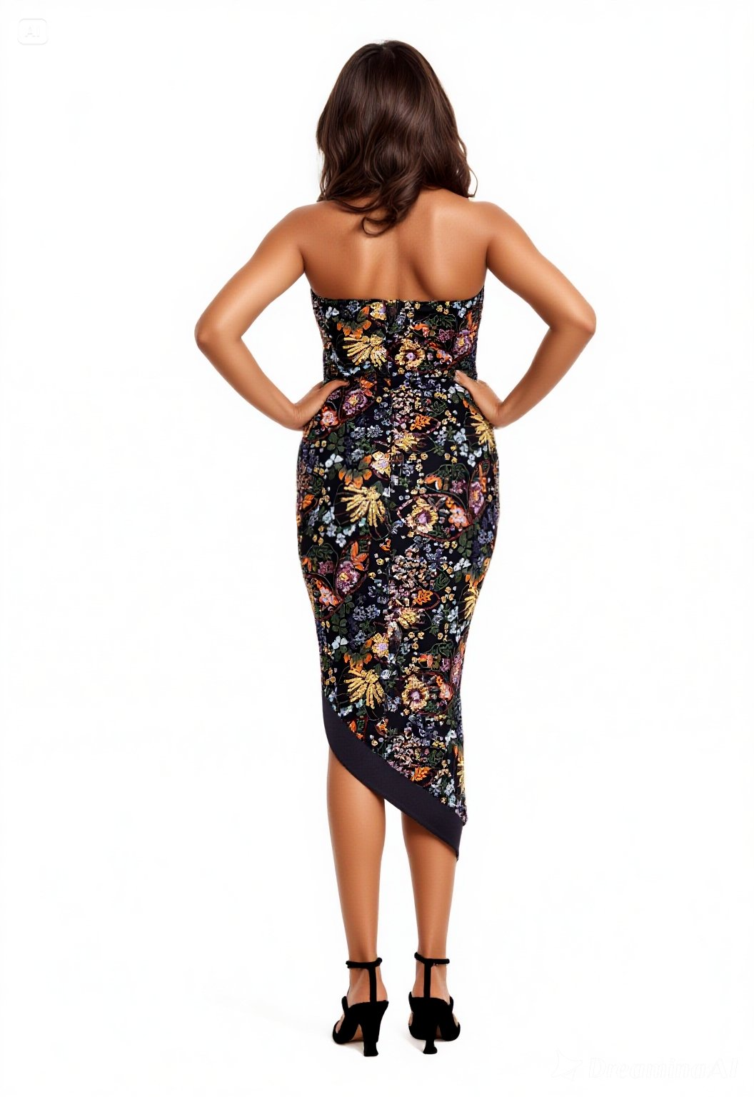 Strapless Midi Sequin Column Dress