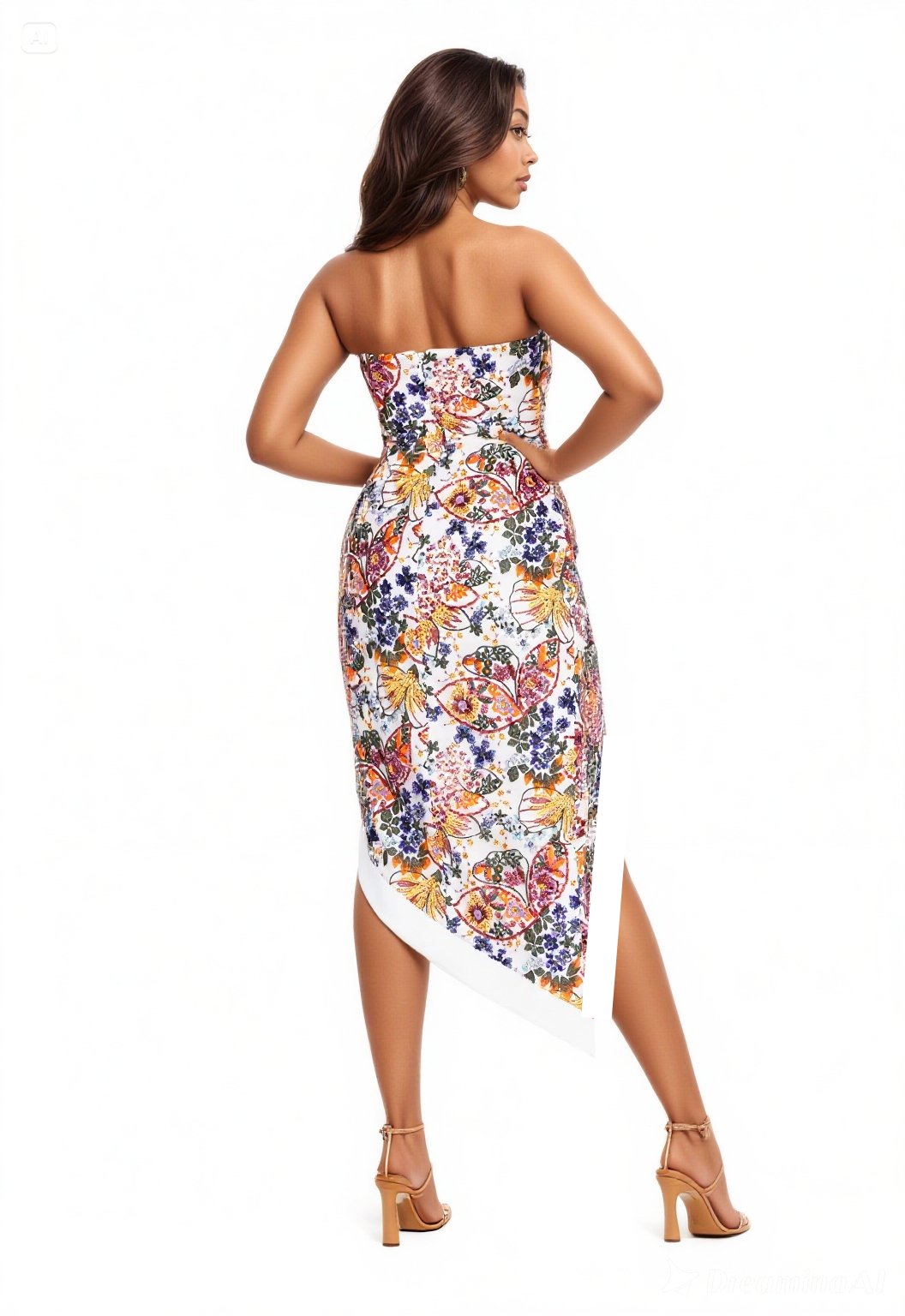 Strapless Midi Sequin Column Dress