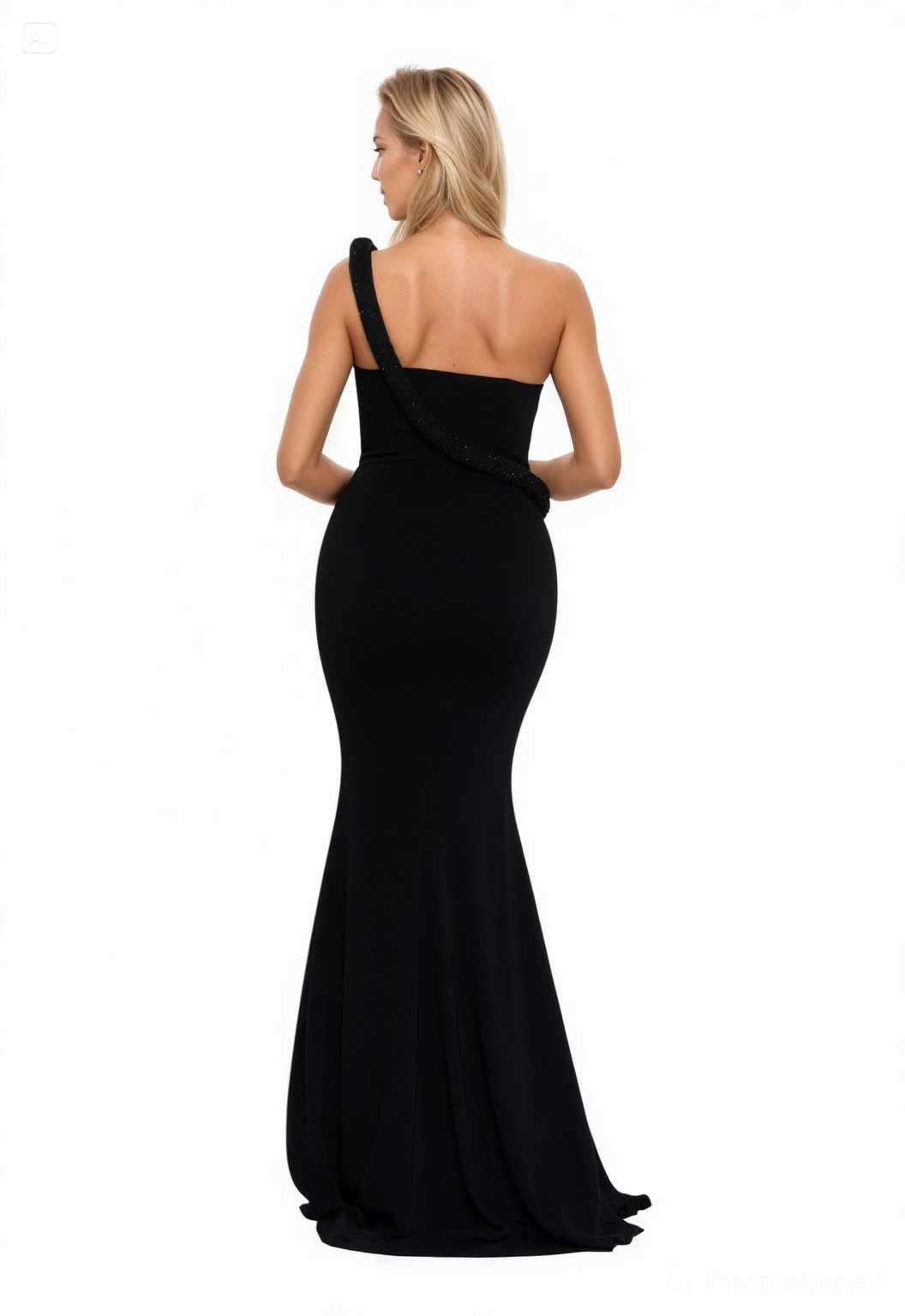 One Shoulder Maxi Black Dress