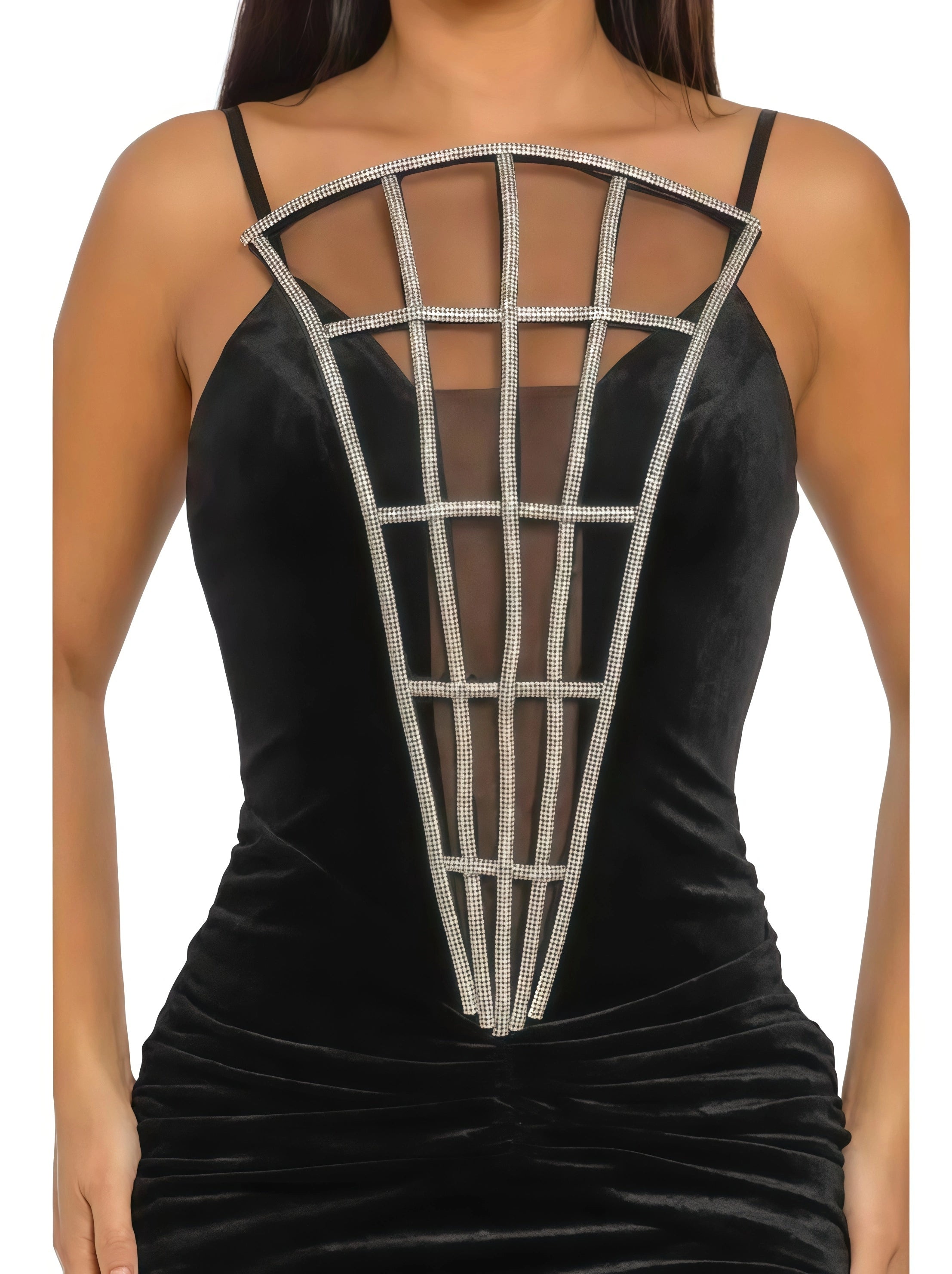 Corset Inspired Sheer Maxi Dress