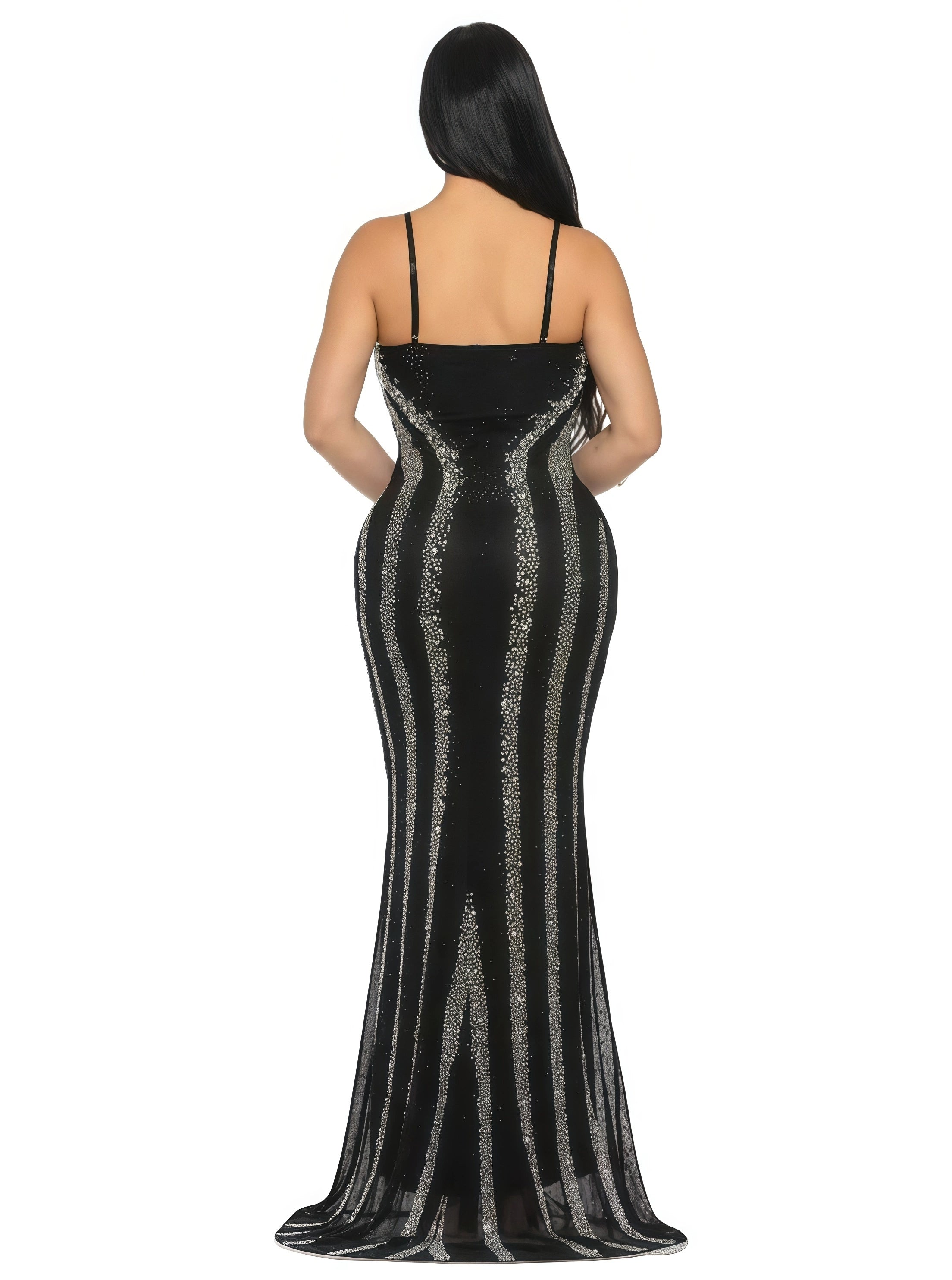 Mirror Rhinestone Embellished Maxi Dress