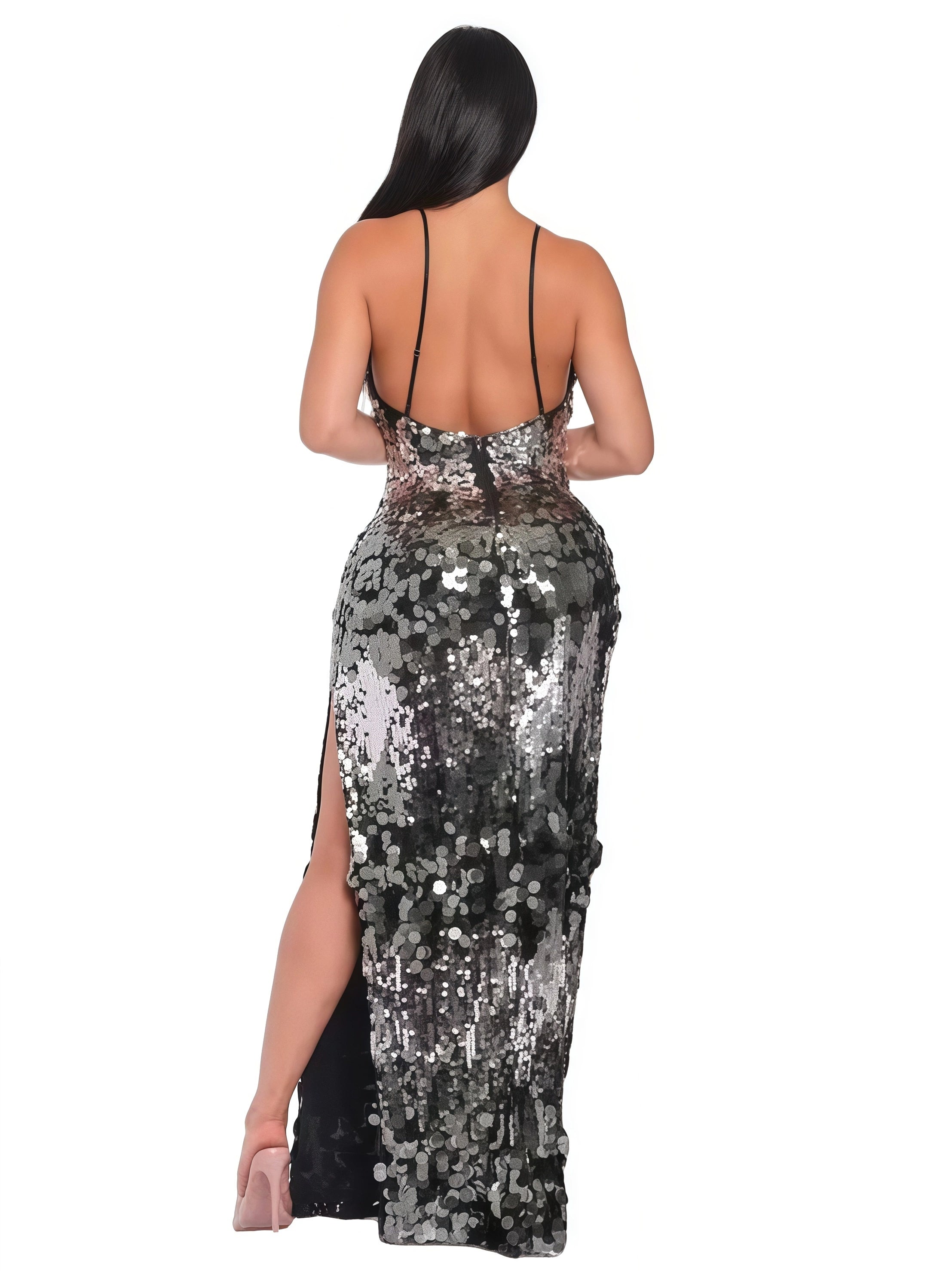 Disco Sequin Combo Maxi Dress
