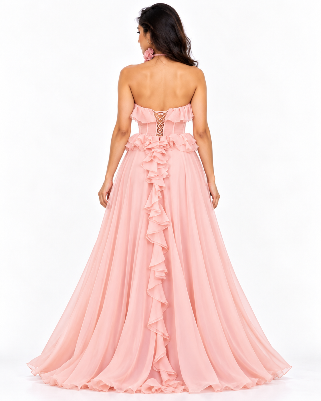 Strapless Chiffon Ruffle A-Line Dress