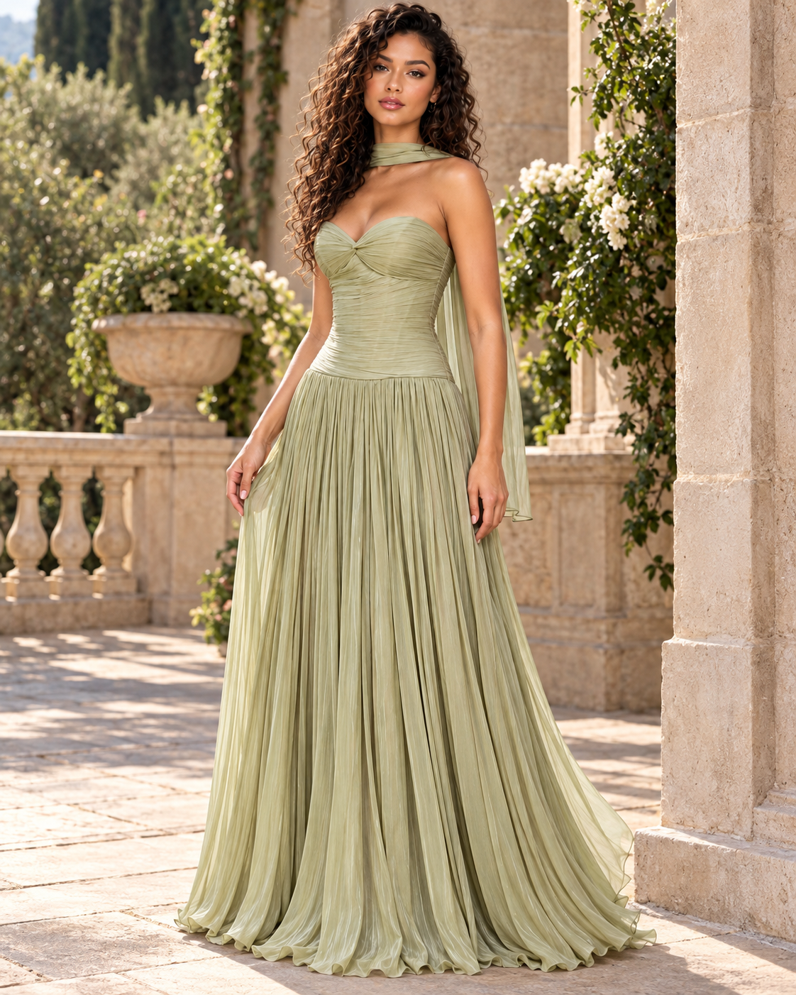 Sweetheart Strapless Luminescent Chiffon A-Line Dress