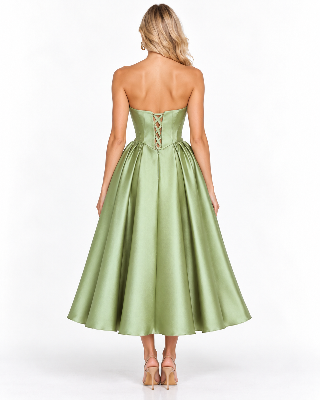 Strapless Mikado Midi Bridal Gown