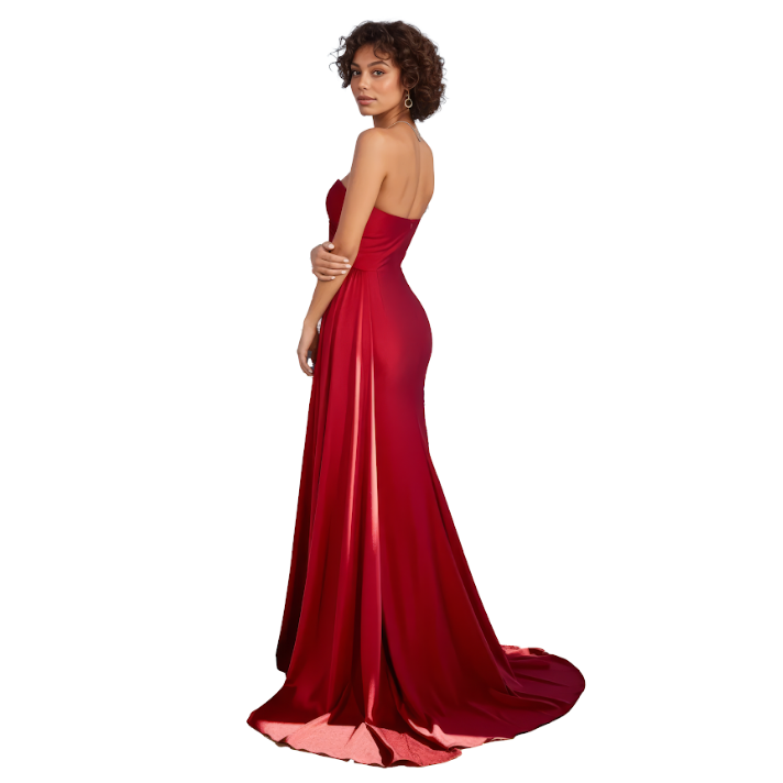 One-Shoulder Stretch Mermaid Dress with Ruched Bodice