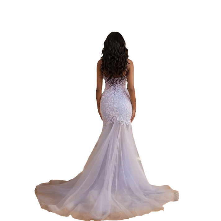 Sleeveless Embellished Mermaid Dress with Sequin Floral Overlay