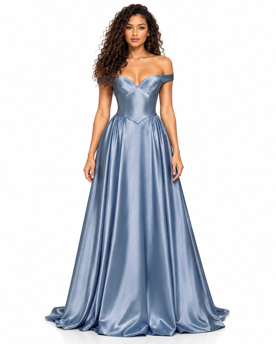 Satin Off the Shoulder Ball Gown