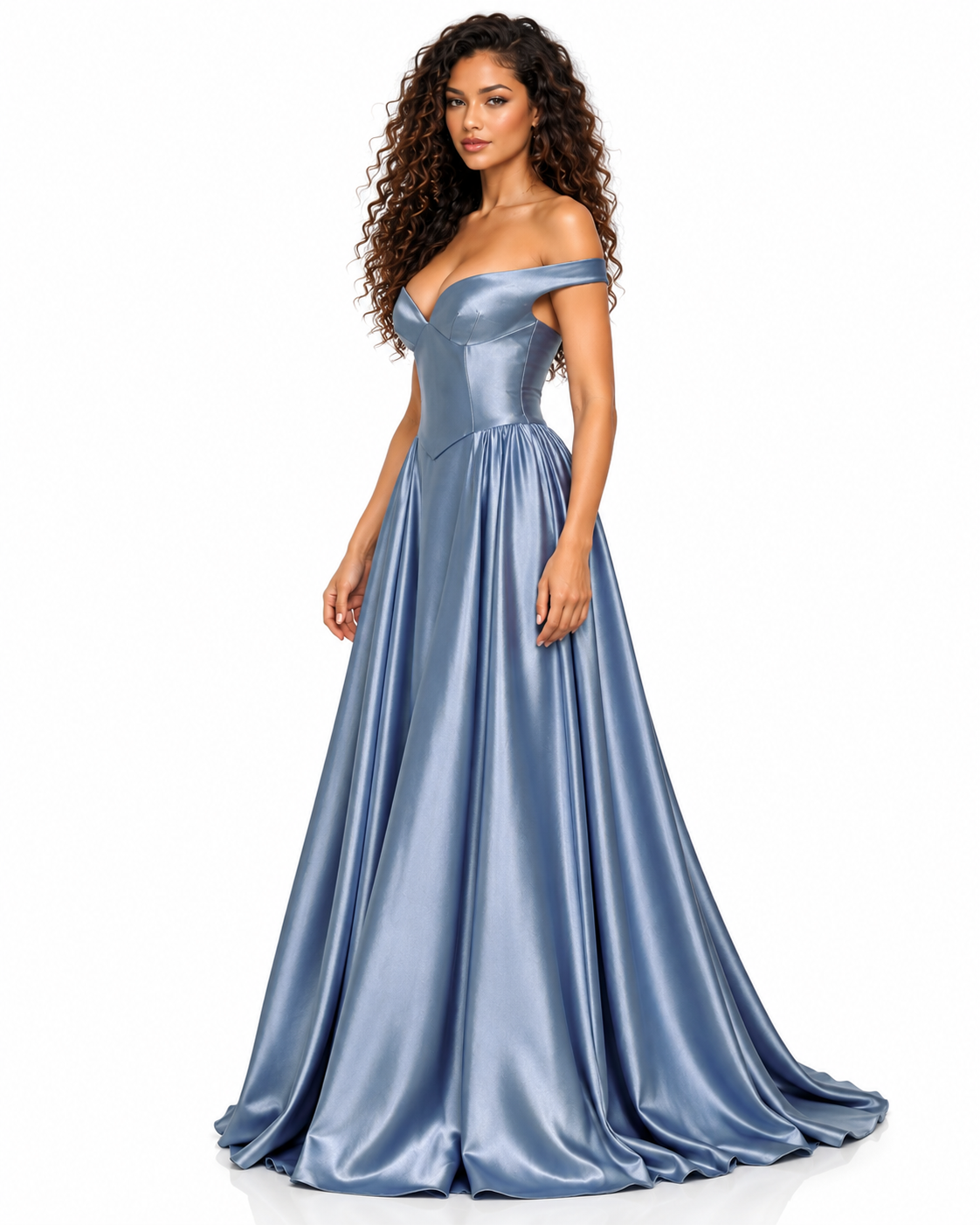 Satin Off the Shoulder Ball Gown
