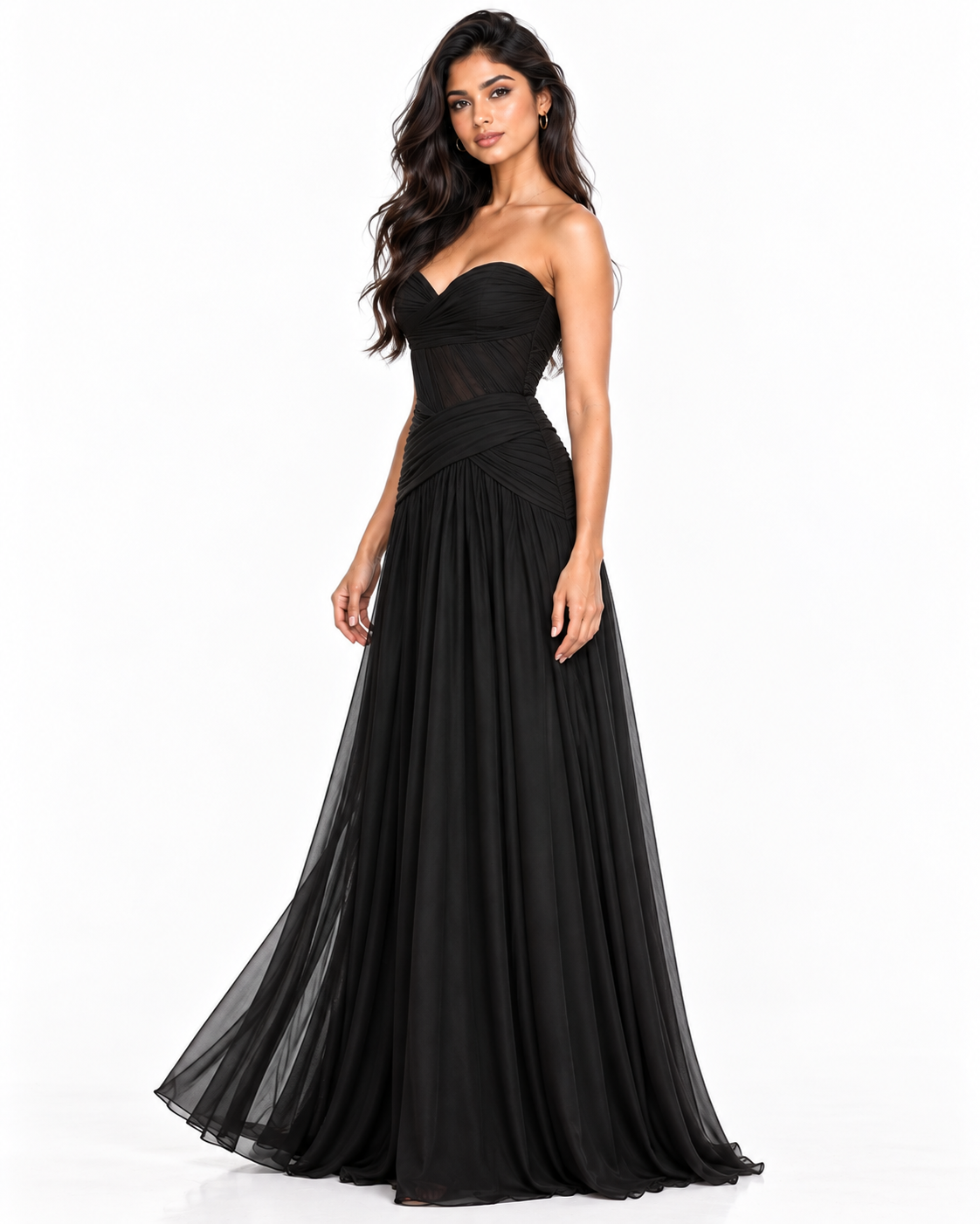 Sweetheart Chiffon A-Line Gown with Scarf