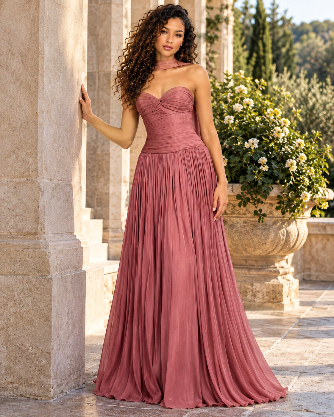 Sweetheart Strapless Luminescent Chiffon A-Line Dress