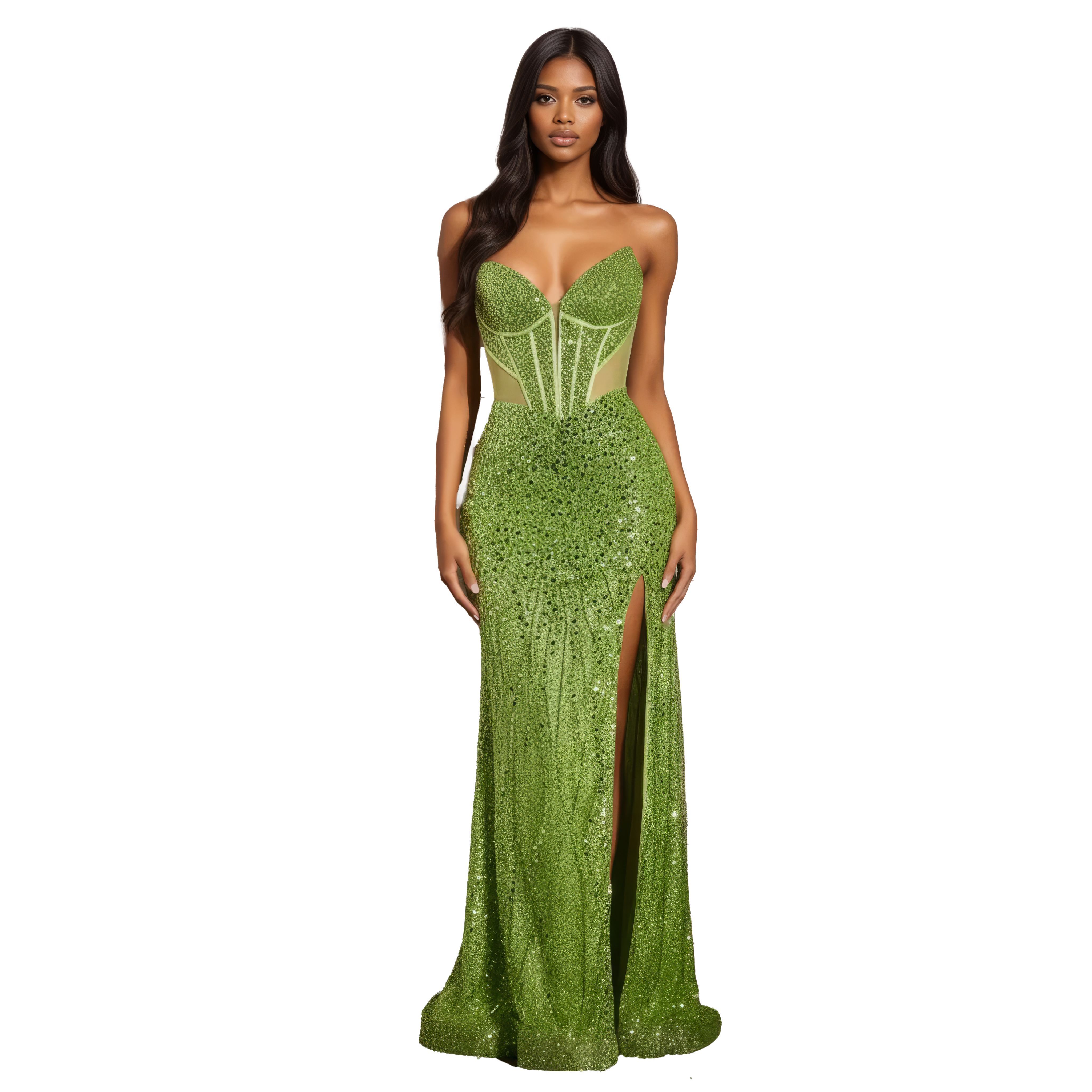 Strapless Embellished Strapless Maxi with Corset Bodice