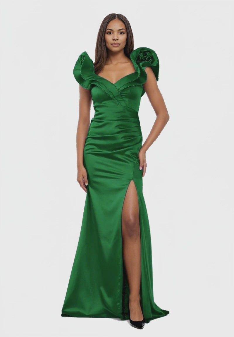 Off Shoulder Maxi Satin Mermaid Dress