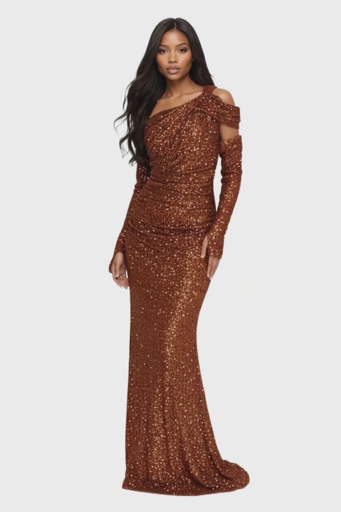 Off Shoulder Maxi Sequin Mermaid Dress