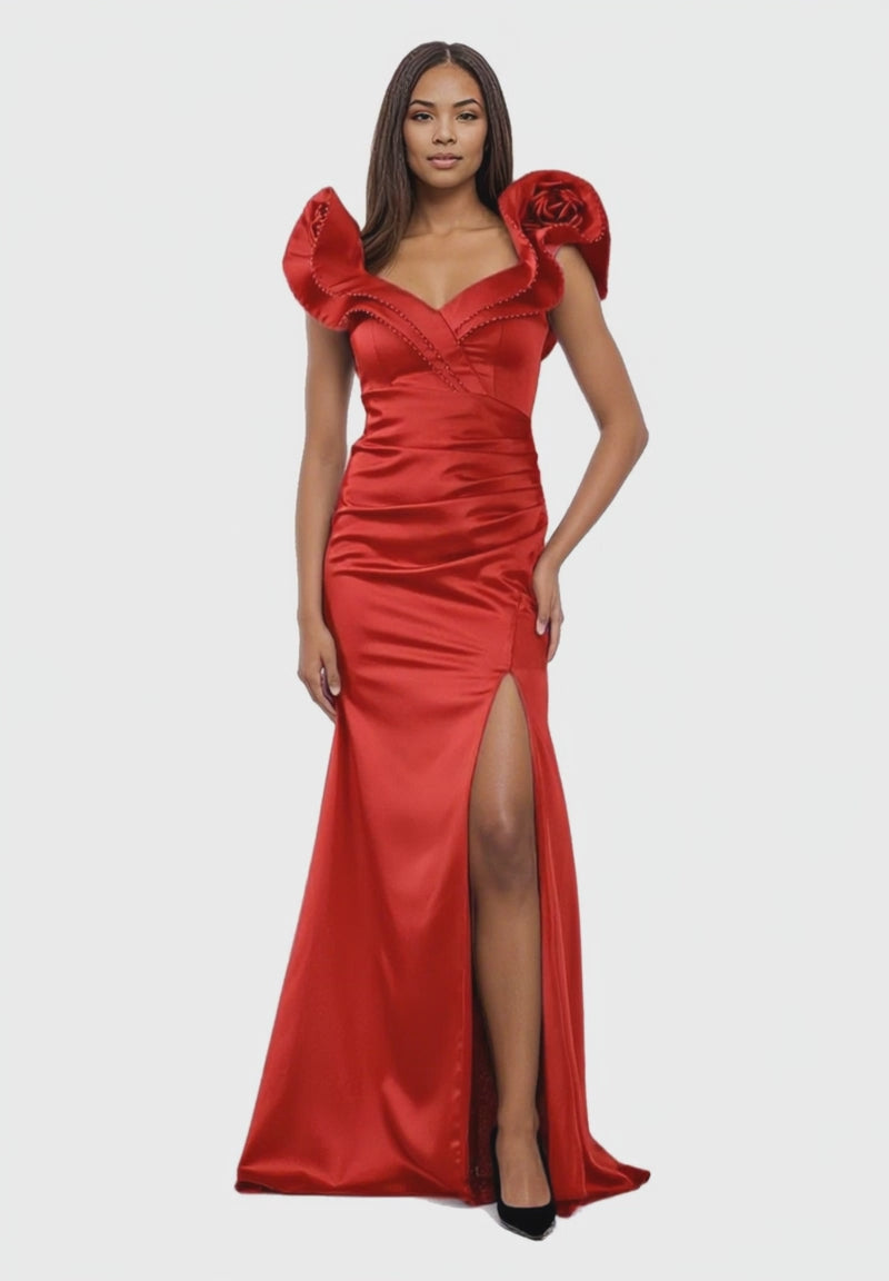 Off Shoulder Maxi Satin Mermaid Dress