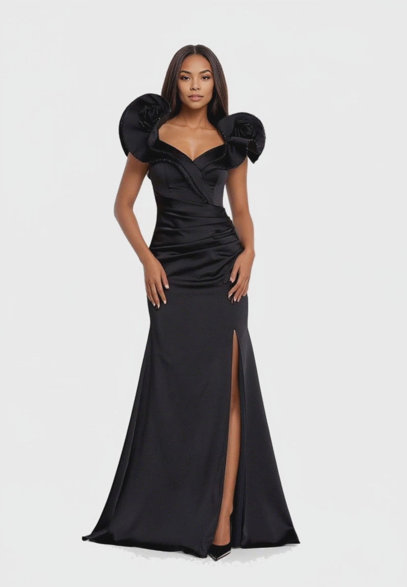 Off Shoulder Maxi Satin Mermaid Dress