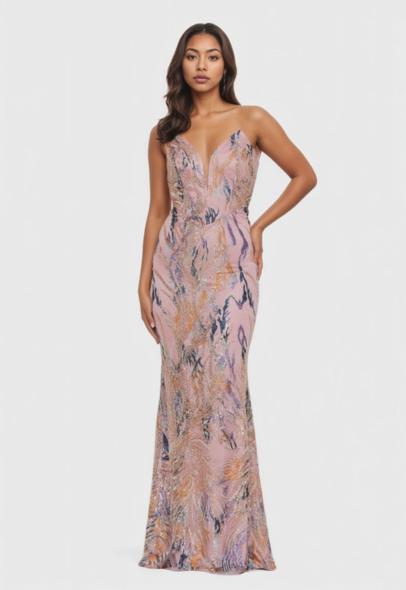 Strapless Maxi Tulle Mermaid Dress