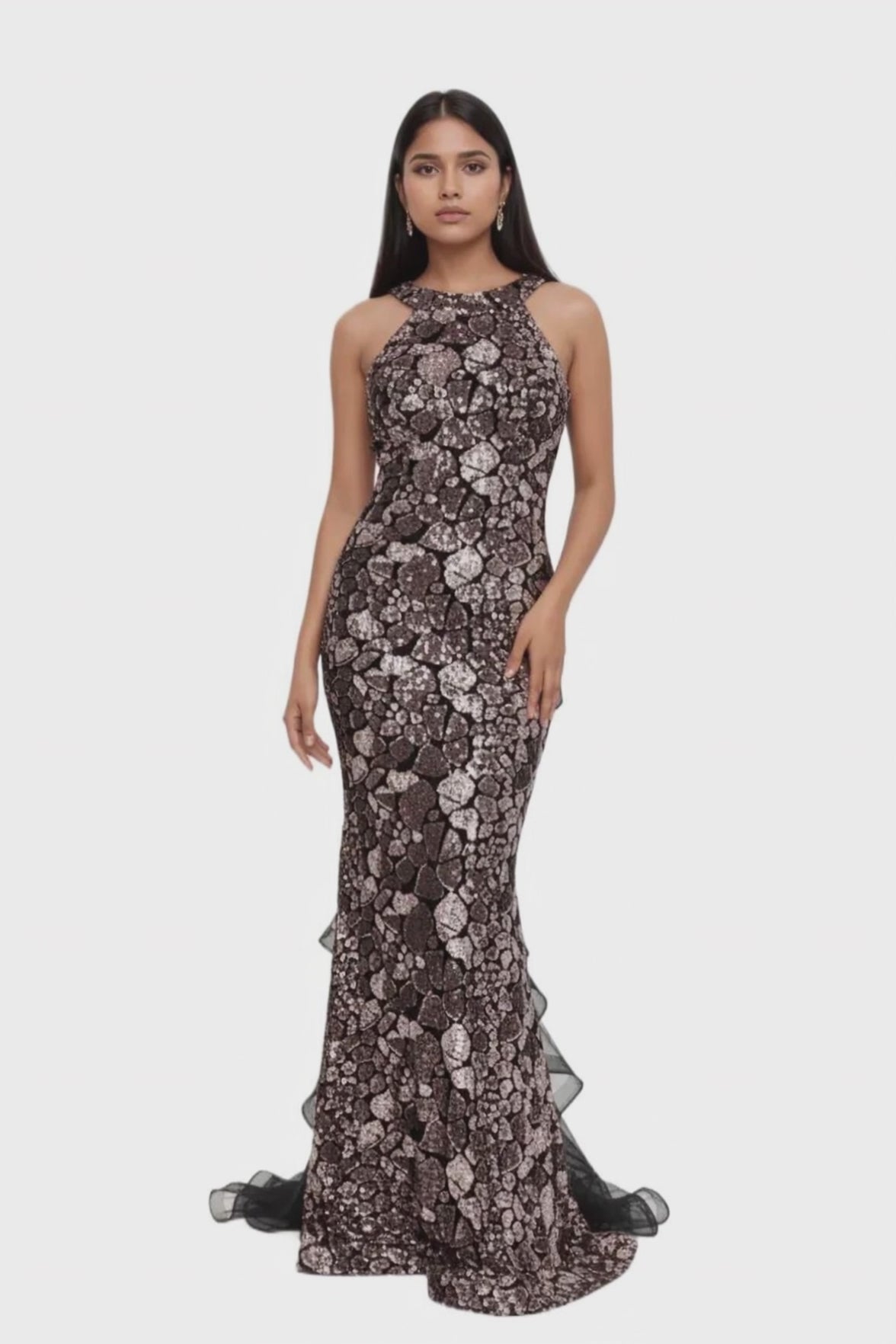 Sleeveless Maxi Sequin Mermaid Dress