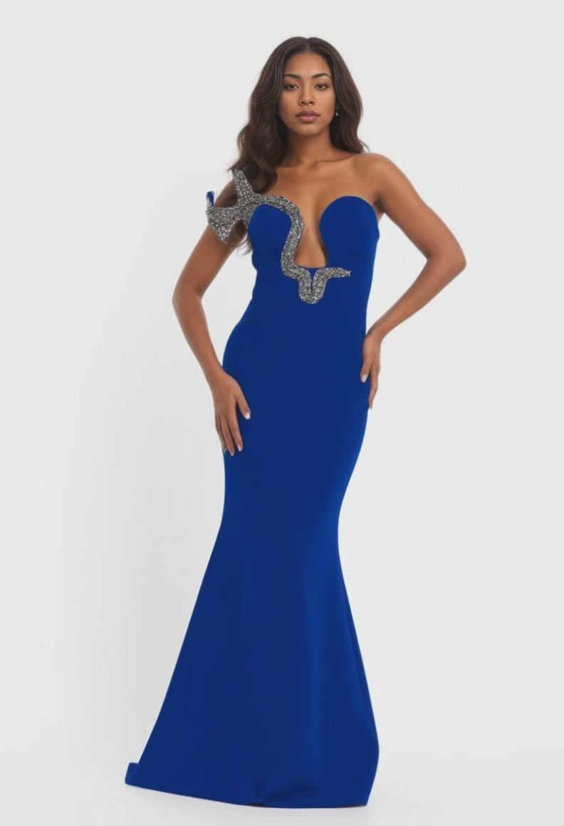One Shoulder Maxi Viscose Mermaid Dress