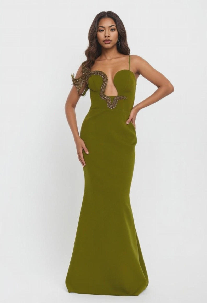 One Shoulder Maxi Viscose Mermaid Dress