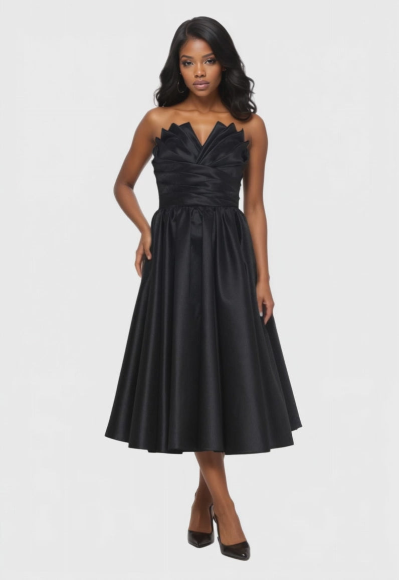 Strapless Midi A-Line Dress