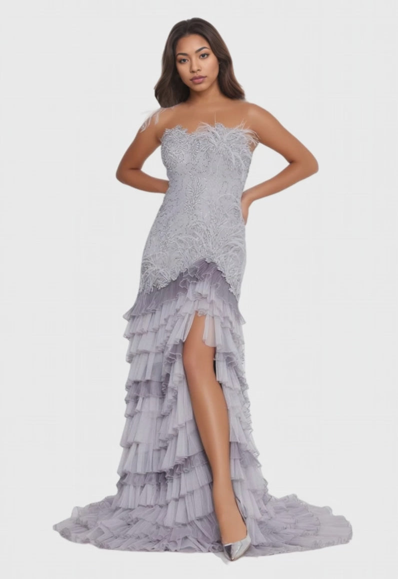 Sleeveless Maxi Tulle Fit & Flare Dress