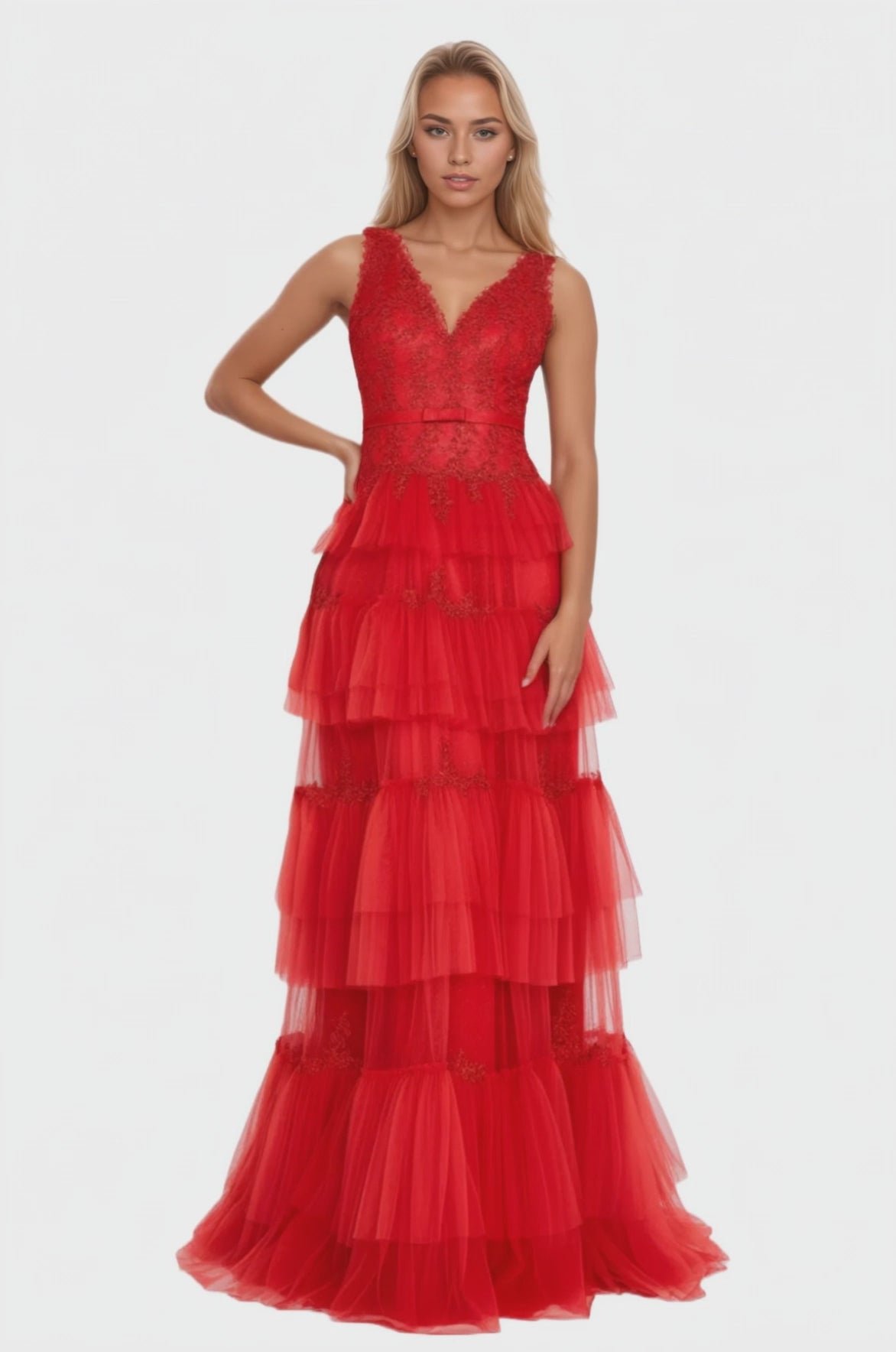 Sleeveless Maxi Tulle A - Line Dress