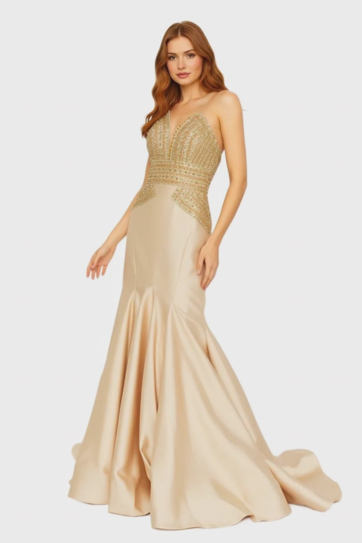 Strapless Maxi Polyester Fit & Flare Dress