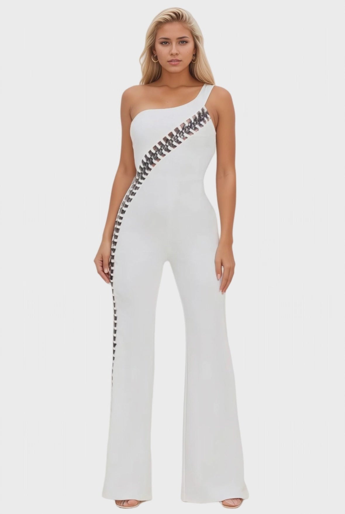 One Shoulder Chain Detail Jumpsuit