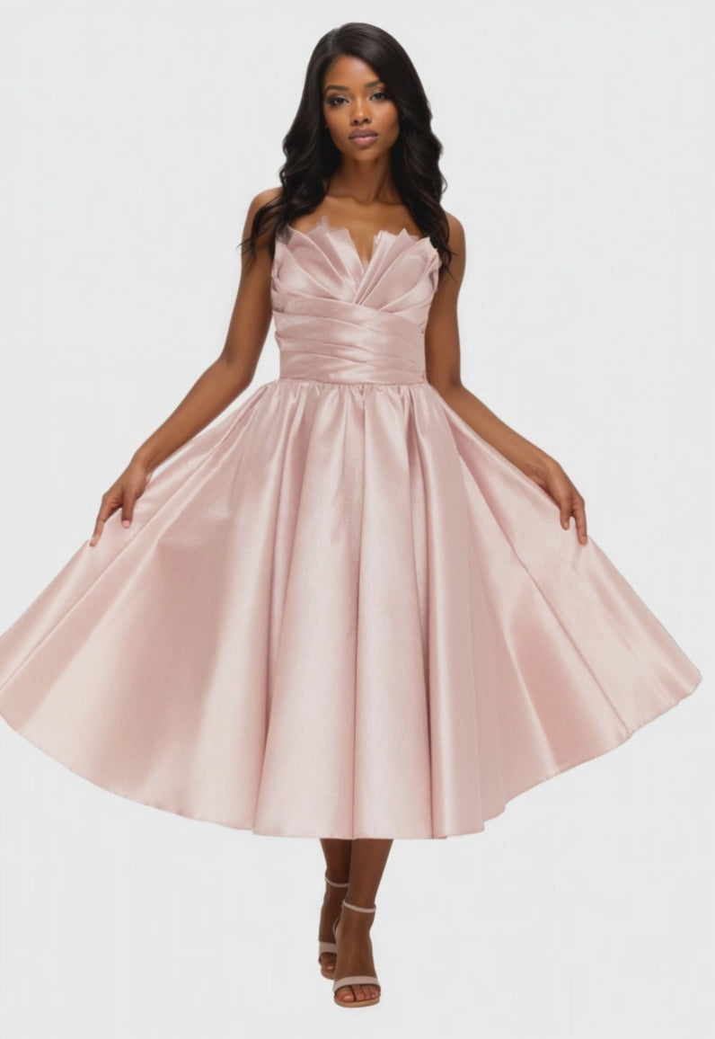 Strapless Midi A-Line Dress