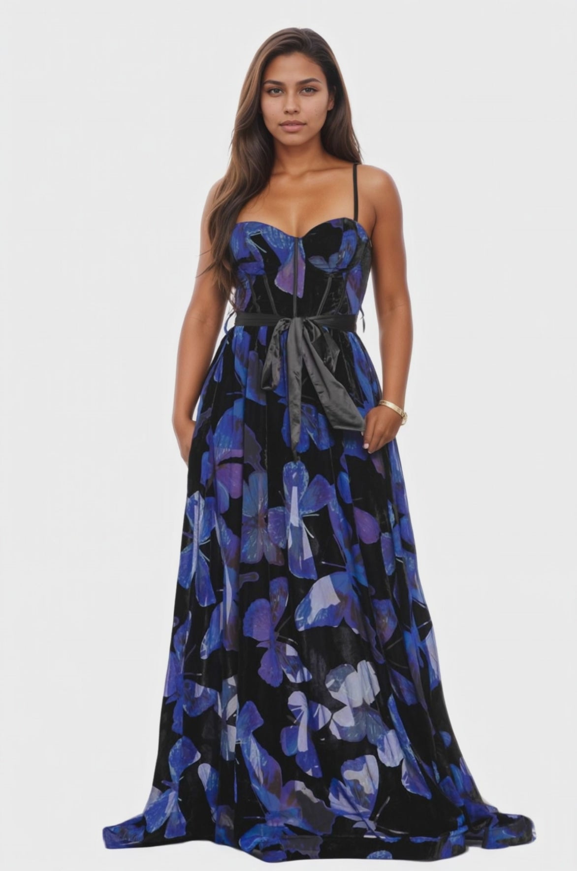 Floral Sweetheart Neckline Maxi Dress