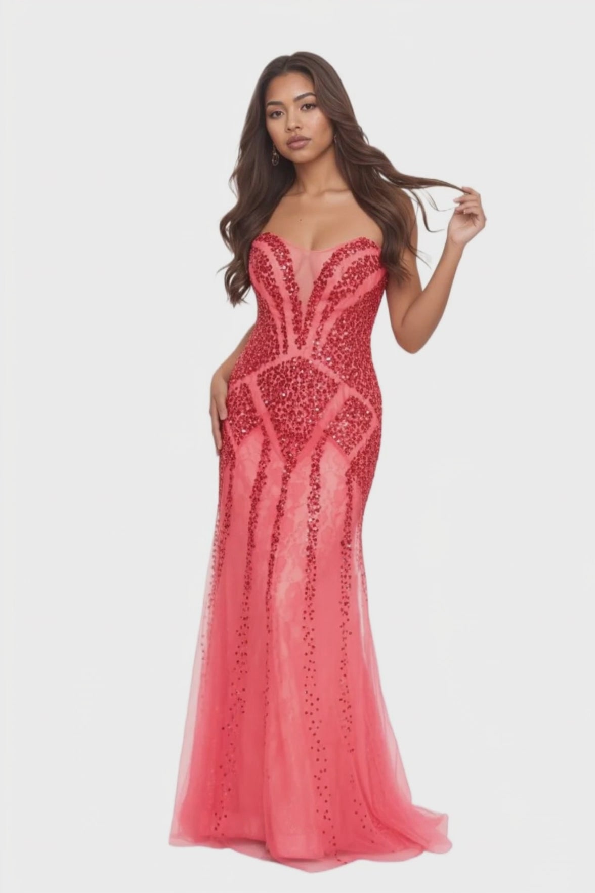 Strapless Maxi Tulle Mermaid Dress