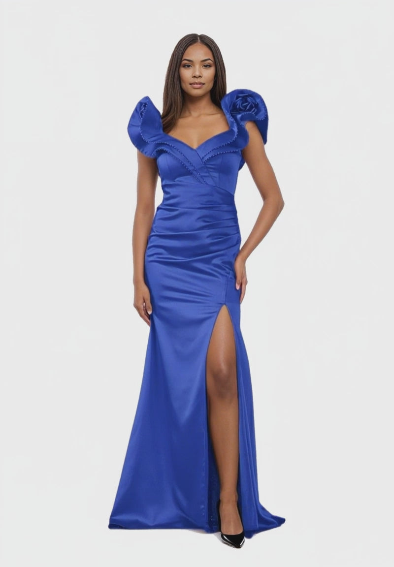Off Shoulder Maxi Satin Mermaid Dress