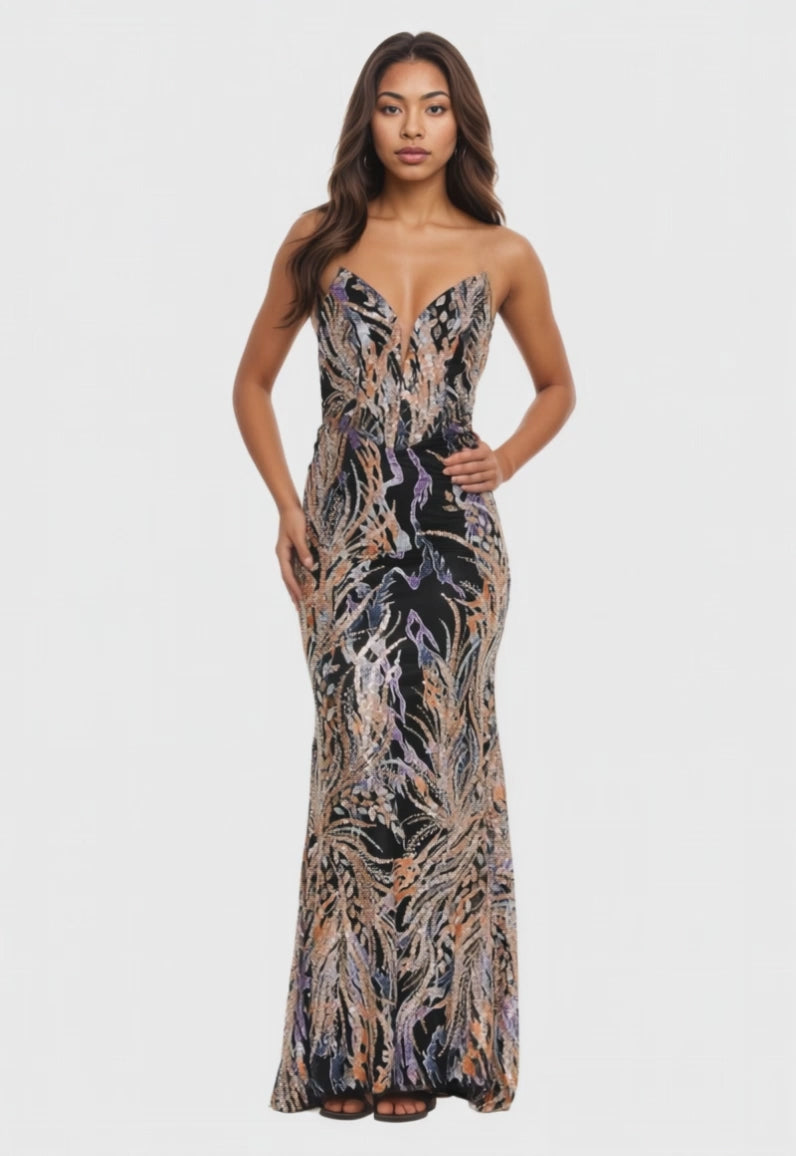 Strapless Maxi Tulle Mermaid Dress