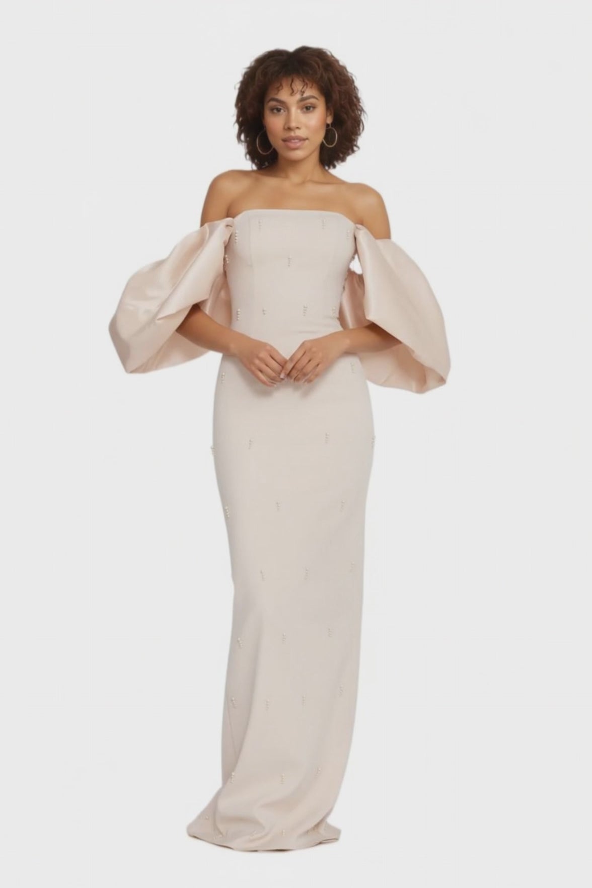 Off Shoulder Maxi Viscose Column Dress